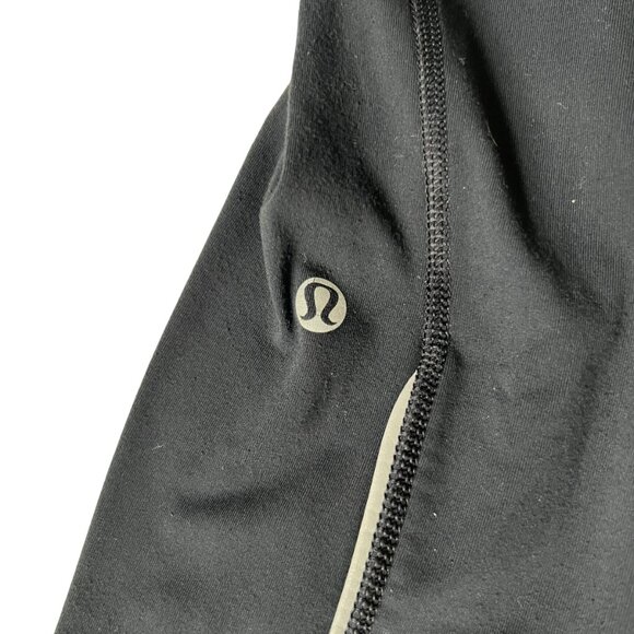 Lululemon leggings black pink striped wide waistband size 6 yoga pants - Picture 5 of 7